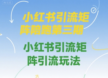 小红书引流矩阵陪跑第三期，小红书引流矩阵引流玩法-创安网_汇聚全网热门项目资源