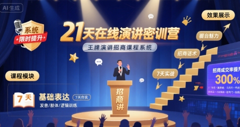 21天在线演讲密训营，王牌演讲招商课程系统-创安网_汇聚全网热门项目资源