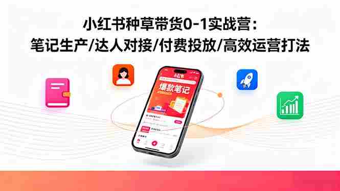 （16310期）小红书种草带货0-1实战营：笔记生产/达人对接/付费投放/高效运营打法