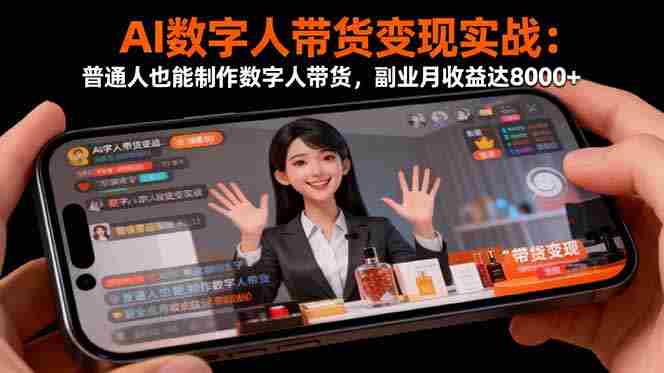 （16377期）AI数字人带货变现实战：普通人也能制作数字人带货，副业月收益达8000+