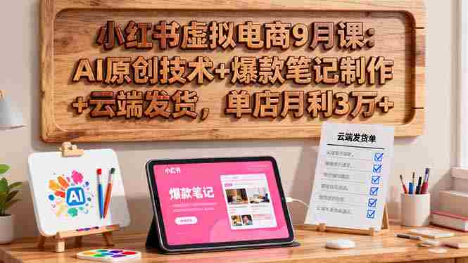 （16287期）小红书虚拟电商9月课：AI原创技术+爆款笔记制作+云端发货，单店月利3万+
