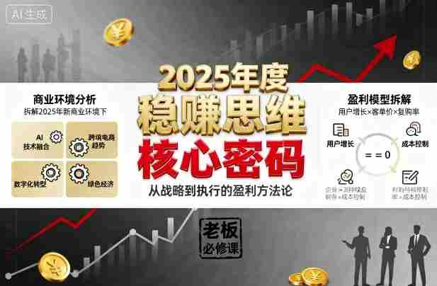 2025年度稳賺思维老板创业营，拆解2025年新商业环境下，企业实现持续盈利的核心密码