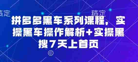 拼多多黑车系列课程，实操黑车操作解析+实操黑搜7天上首页【音频】