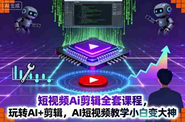 短视频Ai剪辑全套课程，玩转AI+剪辑，AI短视频教学小白变大神
