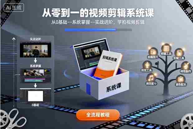 从零到一的视频剪辑系统课，从0基础–系统掌握–实战进阶，学拍视频剪辑