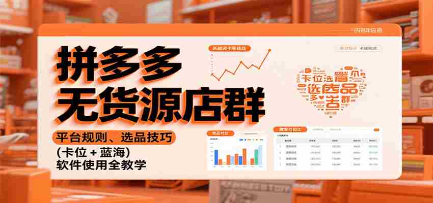 拼多多无货源店群：平台规则、选品技巧（卡位 + 蓝海），软件使用全教学