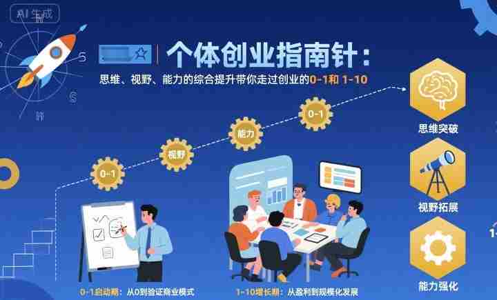个体创业指南针，思维、视野、能力的综合提升带你走过创业的0-1和1-10【音频】