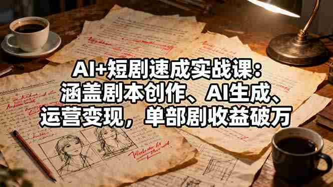 （16359期）AI+短剧速成实战课：涵盖剧本创作、AI生成、运营变现，单部剧收益破万