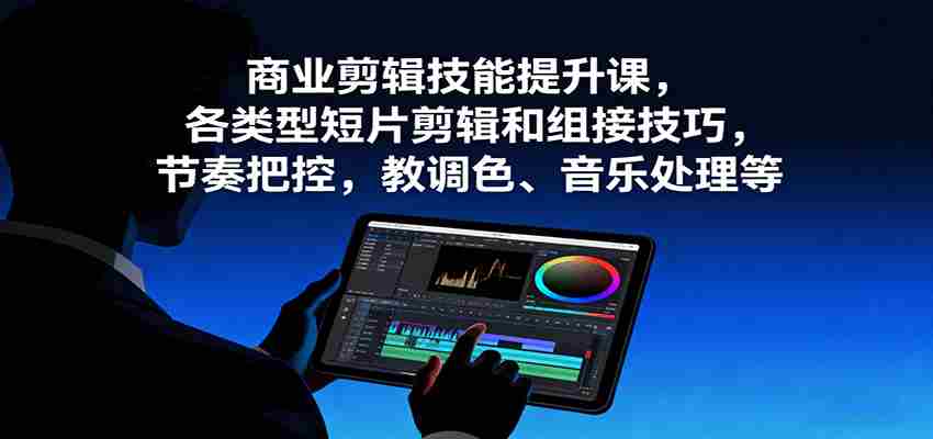 商业剪辑技能提升课，各类型短片剪辑和组接技巧，节奏把控，教调色、音乐处理等