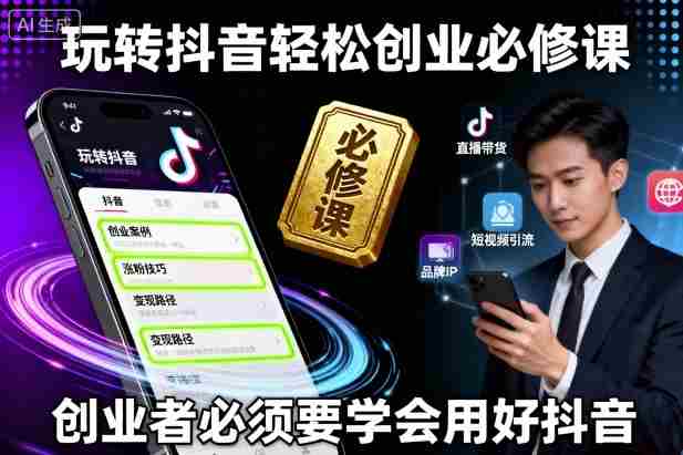 玩转抖音轻松创业必修课，创业者必须要学会用好抖音