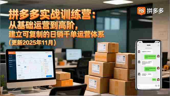 （16700期）拼多多实战训练营：从基础运营到高阶，建立可复制的日销千单运营体系（更新11月）