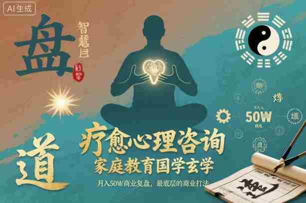 疗愈心理咨询，家庭教育国学玄学，月入50个商业复盘，最底层的商业打法