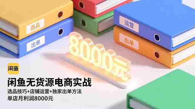 （16497期）闲鱼无货源电商实战，选品技巧+店铺运营+独家出单方法，单店月利润8000元
