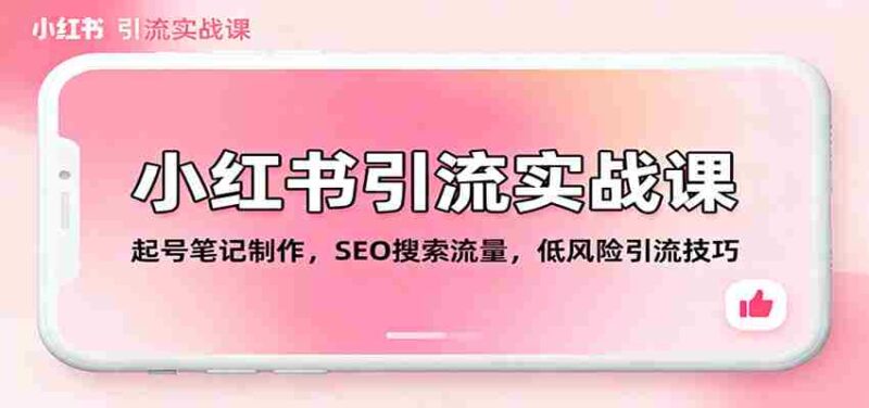 小红书引流实战课：起号笔记制作，SEO搜索流量，低风险引流技巧-中创网,冒泡网,福缘网创业项目大全-创安网