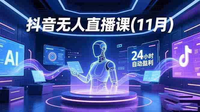 （16558期）抖音无人直播课(11月)，AI实景、数字人、绿幕、多种玩法、24小时自动盈利