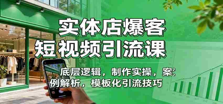 实体店爆客短视频引流课：底层逻辑，制作实操，案例解析，模板化引流技巧