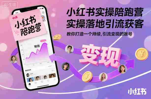 小红书实操陪跑营,实操落地引流获客,教你打造一个持续引流变现的账号-中创网,冒泡网,福缘网创业项目大全-创安网