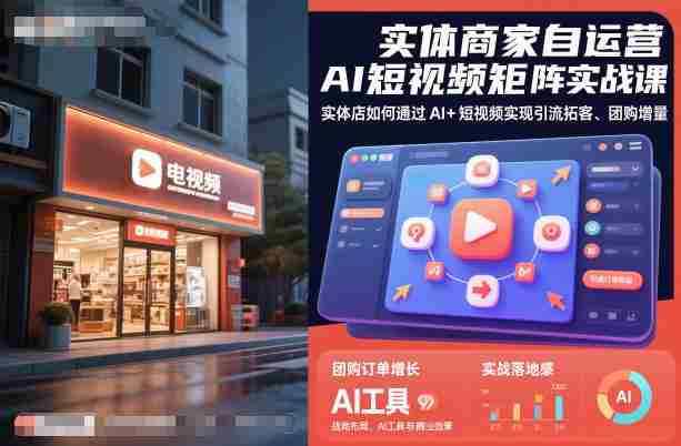实体商家自运营AI短视频矩阵实战课，实体店如何通过AI+短视频实现引流拓客、团购增量