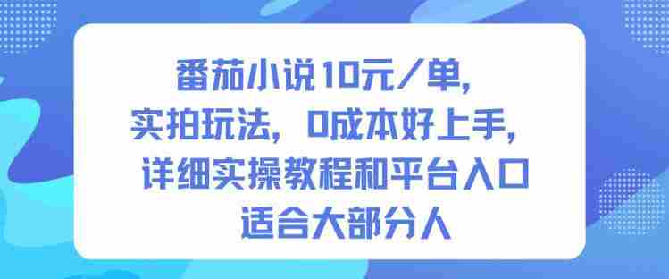 番茄小说10米每单，实拍玩法，0成本好上手，详细实操教程和平台入口适合大部分人