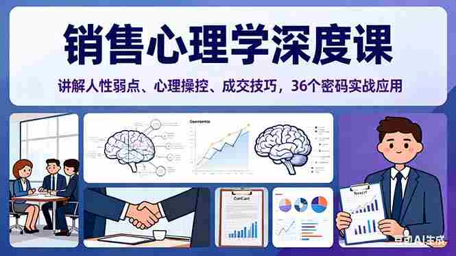 （16456期）销售心理学深度课，讲解人性弱点、心理操控、成交技巧，36个密码实战应用
