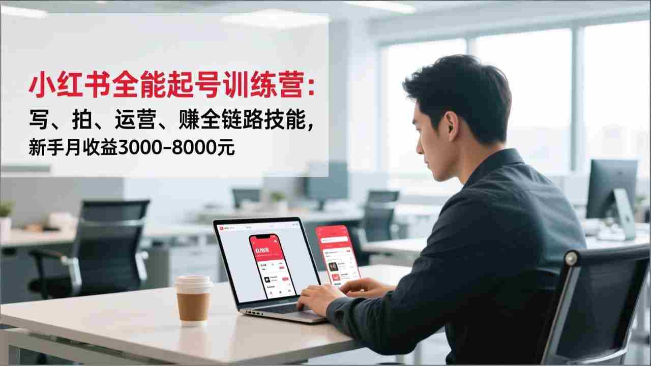 （16836期）小红书全能起号训练营：写、拍、运营、赚全链路技能，新手月收益3000-8000元