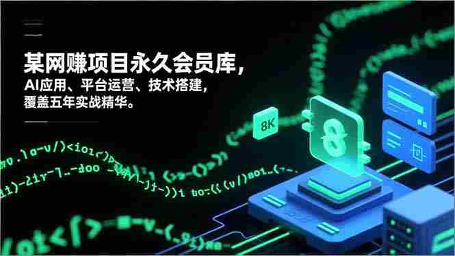 （16790期）网赚项目永久会员库，AI应用、平台运营、技术搭建，覆盖五年实战精华