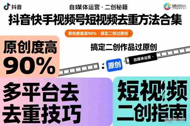 抖音快手视频号短视频去重方法合集,原创度提高90%,搞定二创作品过原创-中创网,冒泡网,福缘网创业项目大全-创安网