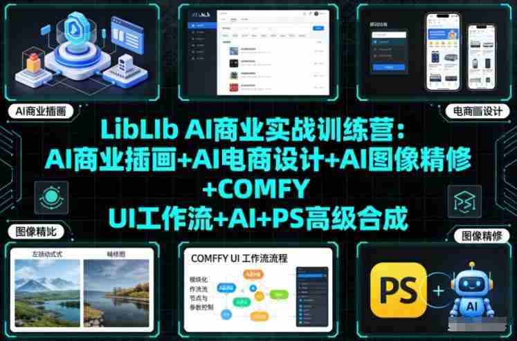 LibLIb AI商业实战训练营：AI商业插画+AI电商设计+AI图像精修+COMFY UI工作流+AI+PS高级合成