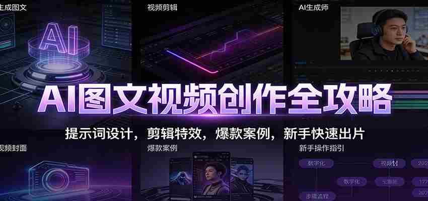 AI图文视频创作全攻略：提示词设计，剪辑特效，爆款案例，新手快速出片