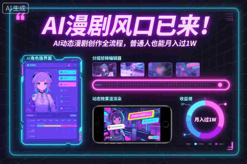AI漫剧风口已来！AI动态漫剧创作全流程，普通人也能月入过1W