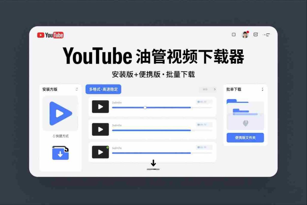 YouTube油管视频下载器安装版+便携版，可以批量下载多个视频