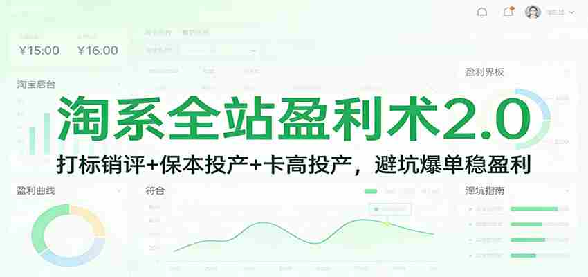 淘系全站盈利术2.0：打标销评+保本投产+卡高投产，避坑爆单稳盈利