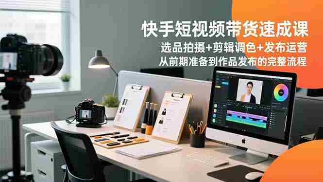 （16752期）快手短视频带货速成课，选品拍摄+剪辑调色+发布运营，从前期准备到作品发布的完整流程