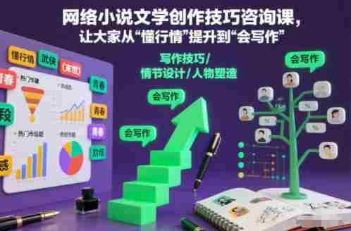 网络小说文学创作技巧咨询课,让大家从“懂行情”提升到”会写作”的高度-中创网,冒泡网,福缘网创业项目大全-创安网