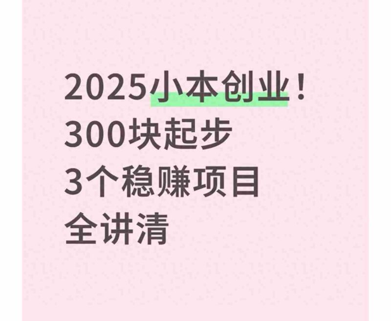 2025小本创业!300块起步,3个稳赚项目全讲清-中创网,冒泡网,福缘网创业项目大全-创安网