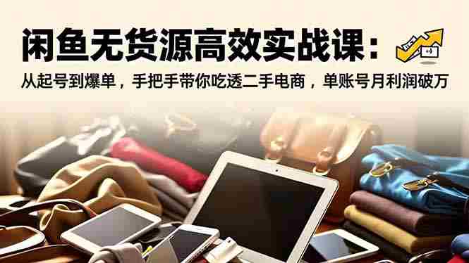 （16875期）闲鱼无货源高效实战课：从起号到爆单，手把手带你吃透二手电商，单账号月利润破万