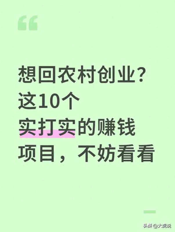 想回农村创业？这10个实打实的赚钱项目，不妨看看-中创网,冒泡网,福缘网创业项目大全-创安网