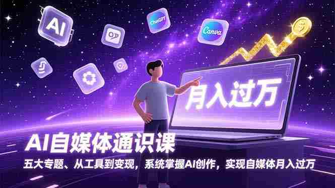 （17035期）AI自媒体通识课，五大专题、从工具到变现，系统掌握AI创作，实现自媒体月入过万