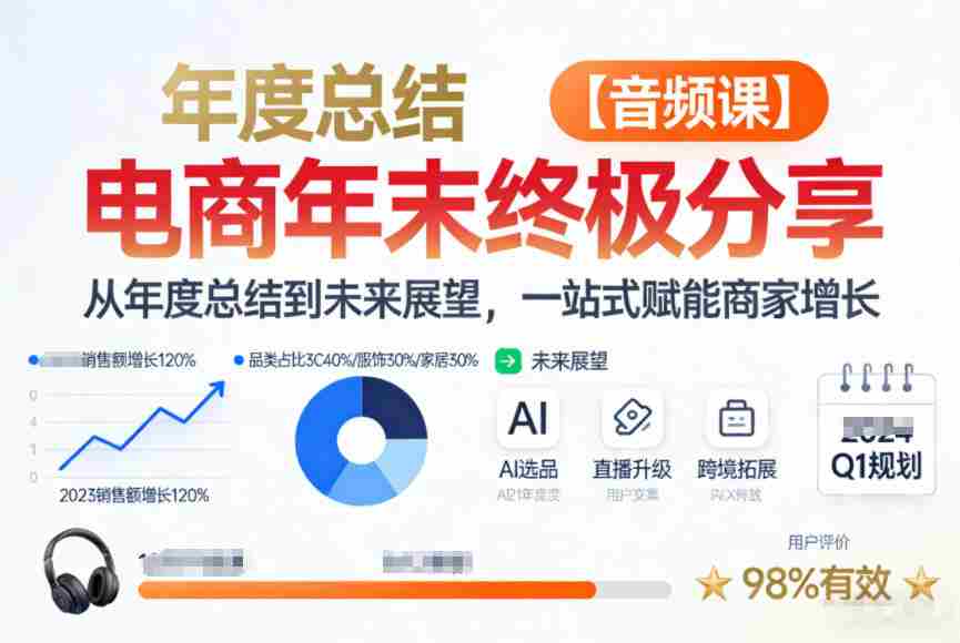 电商年未终极分享，从年度总结到未来展望，一站式赋能商家增长【音频课】