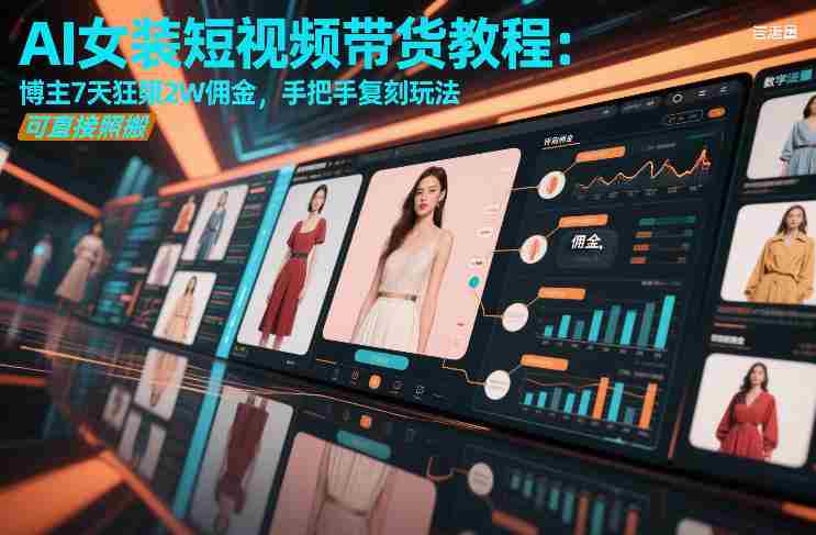AI女装短视频带货教程：博主7天狂賺2W佣金，手把手复刻玩法，可直接照搬