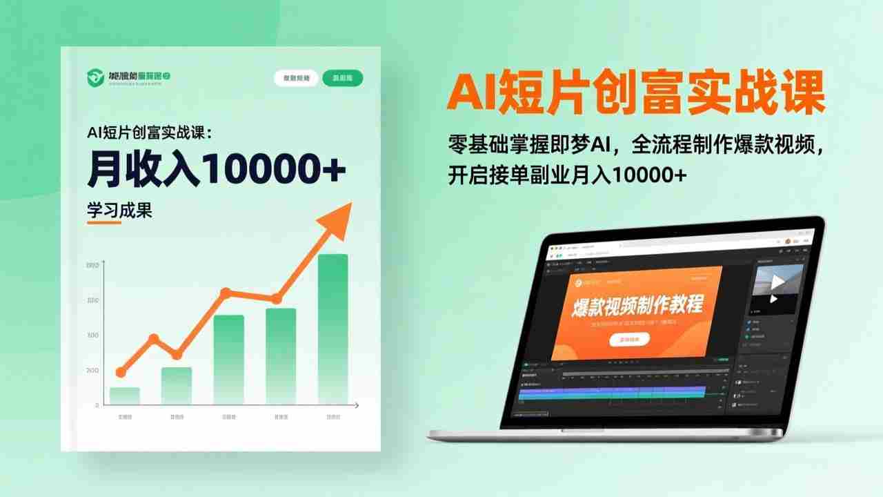 （17236期）AI短片创富实战课：零基础掌握即梦AI，全流程制作爆款视频，开启接单副业月入10000+(更新)
