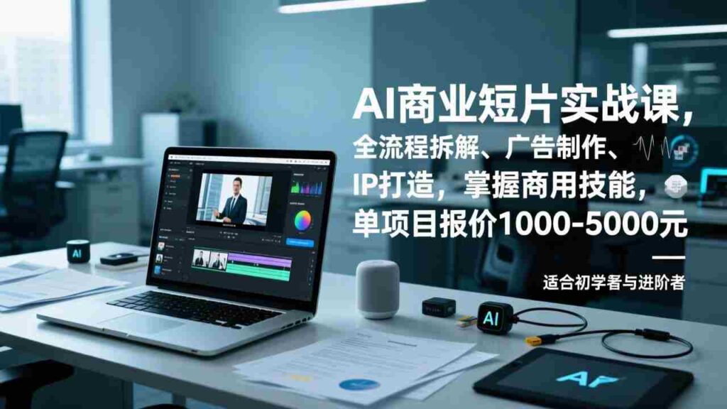 （17051期）AI商业短片实战课，全流程拆解、广告制作、IP打造，掌握商用技能，单项目报价1000-5000元