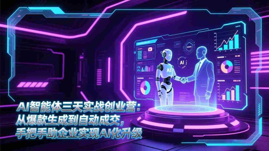 （17181期）AI智能体三天实战创业营：从爆款生成到自动成交，手把手助企业实现AI化升级