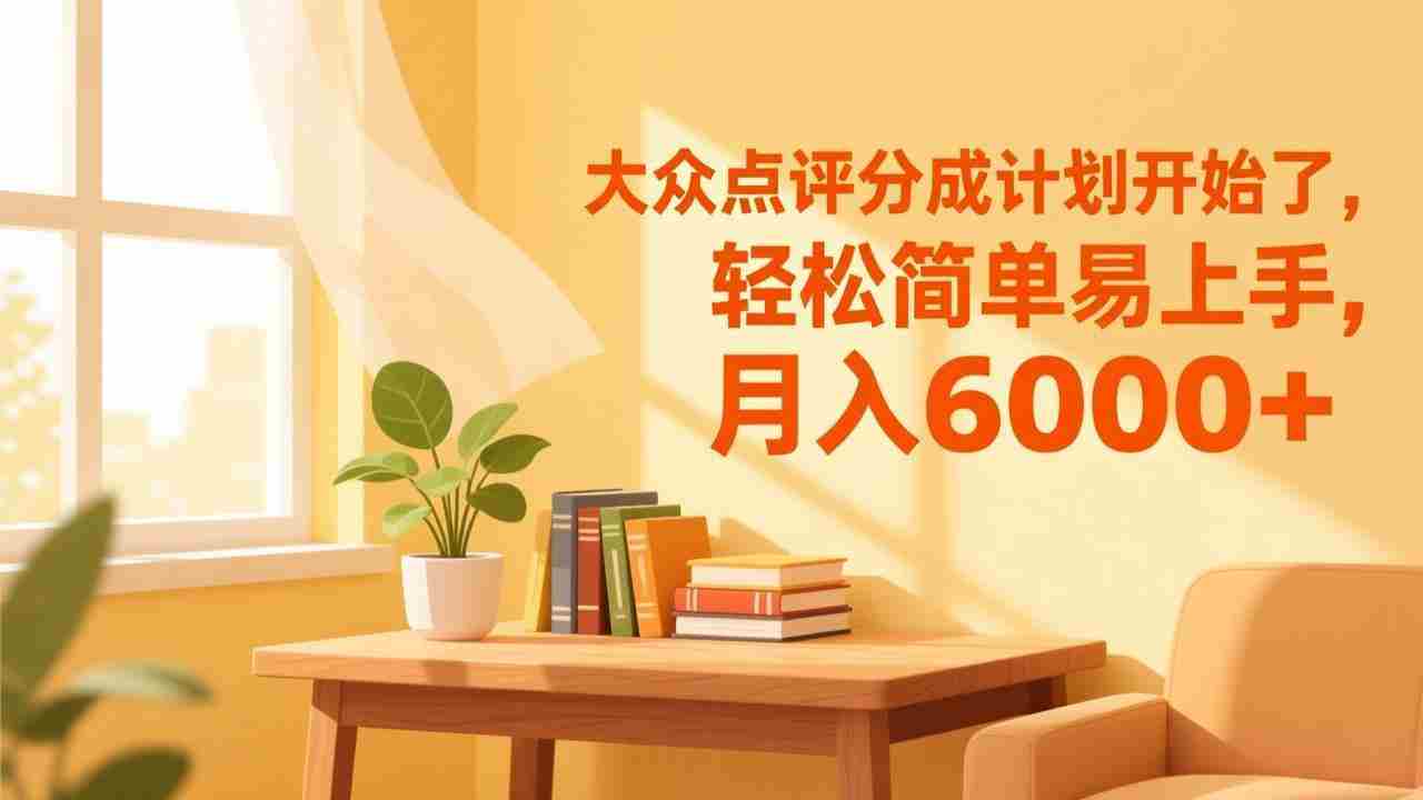 （17056期）大众点评分成计划开始了，轻松简单易上手，月入6000+