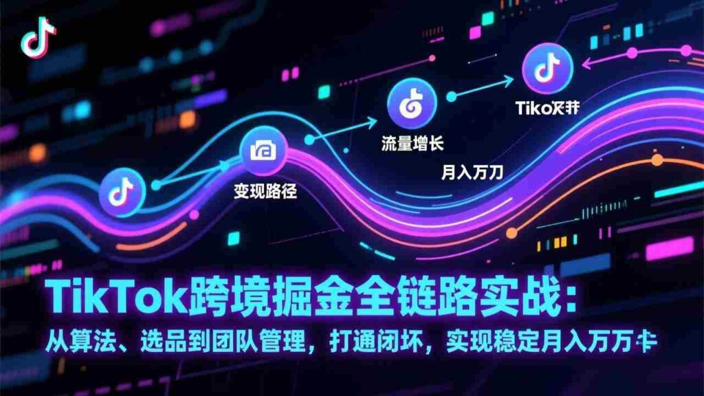 （17216期）TikTok跨境掘金全链路实战：从算法、选品到团队管理，打通闭环，实现稳定月入万刀
