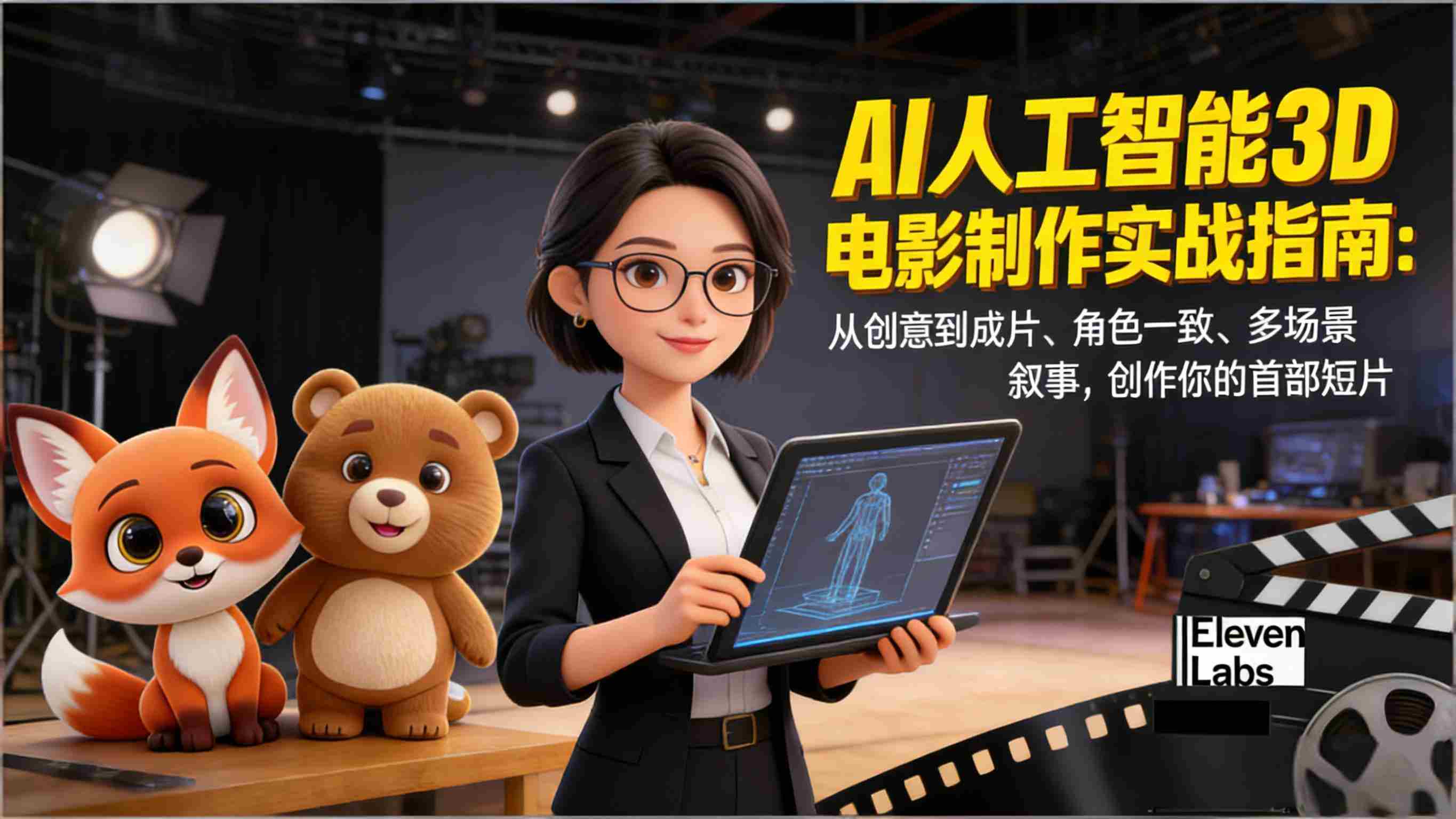 （17154期）AI人工智能3D电影制作实战指南：从创意到成片、角色一致、多场景叙事，创作你的首部短片