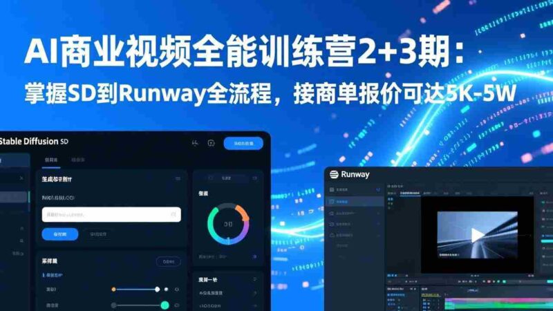 (17235期)AI商业视频全能训练营2+3期:掌握SD到Runway全流程,接商单报价可达5K-5W-中创网,冒泡网,福缘网创业项目大全-创安网