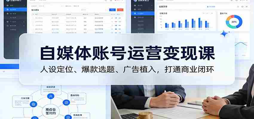 自媒体账号运营变现课：人设定位、爆款选题、广告植入，打通商业闭环