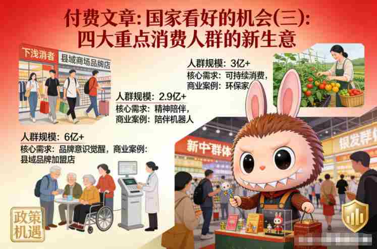 付费文章：国家看好的机会(三)：四大重点消 费人群的新生意