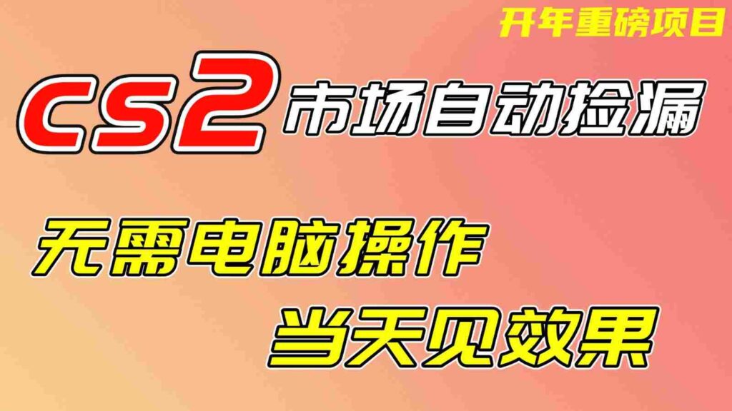 CS2市场挂机项，无需电脑操作，无需进入游戏，当天见效果，支持任何形式验证